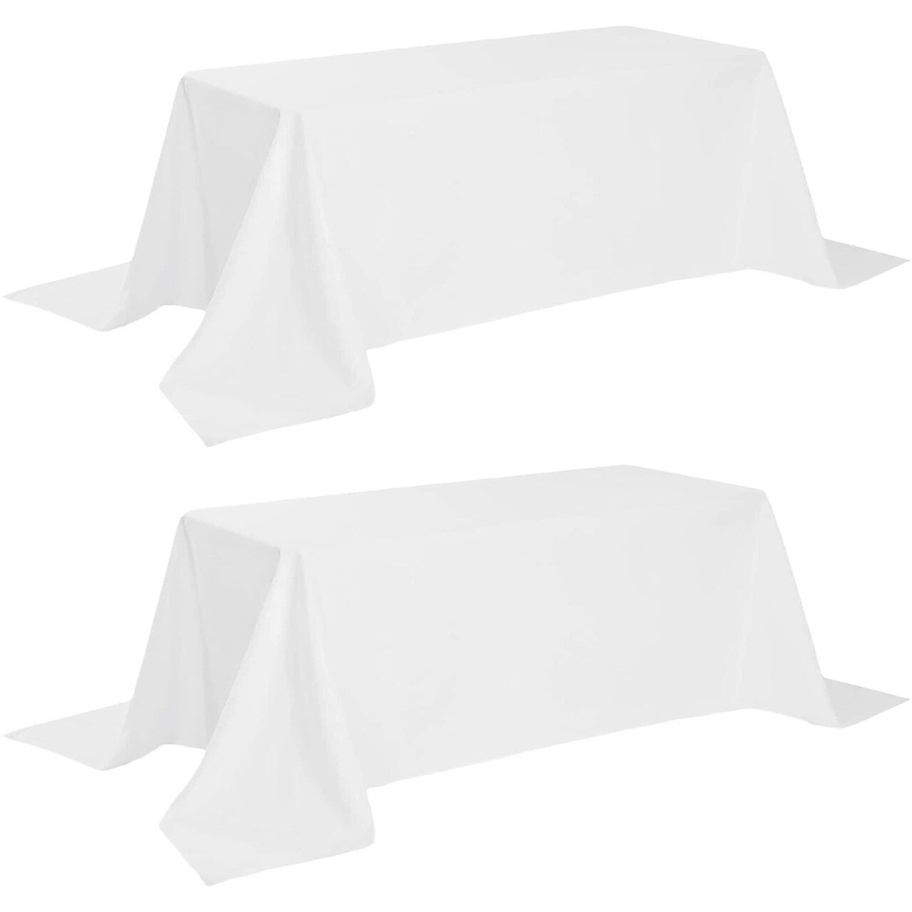 Edge Collections -90" x 132"-White-Elegant Tablecloth for Special Events and Everyday Use-2 pcs